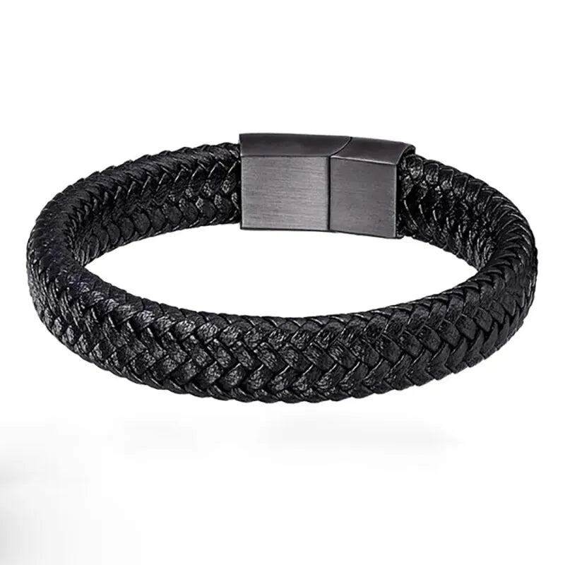 Pulseira Masculina Magnética de Couro