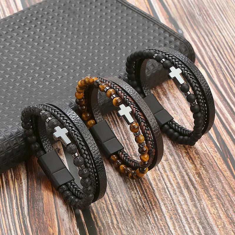 Pulseira Masculina Tríplice Divina